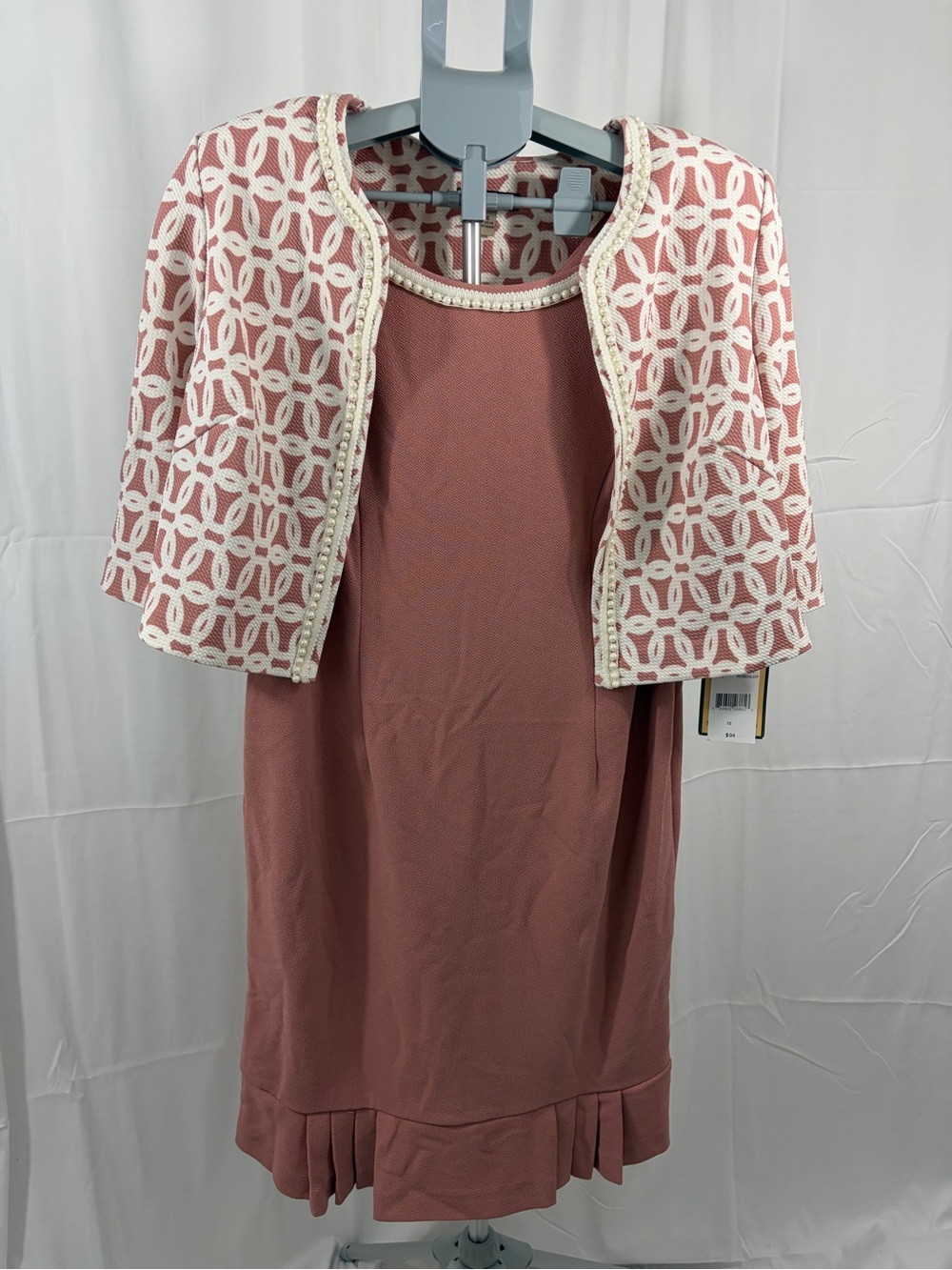 NWT Maya Brooke Women’s Size 16 Two Piece Pink Tank Dress and Patterned Jacket